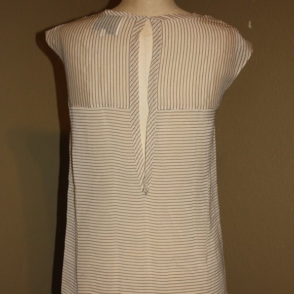 3.1 PHILLIP LIM HORIZONTAL STRIPED SHEER SILK TUNIC BLOUSE TOP - 4 MEDIUM - Picture 2 of 5